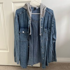 Jean button up with hood